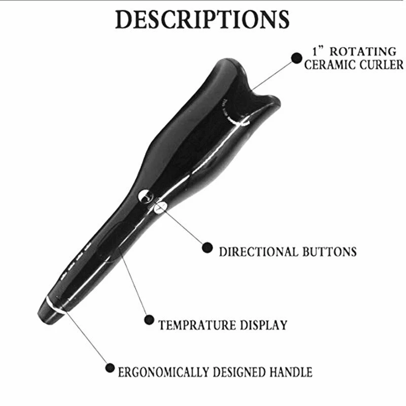 AIKO Cerámica Giratoria Automática Cabello Aire Giratorio Rizador Barril Pantalla LCD Foto 4 de 4