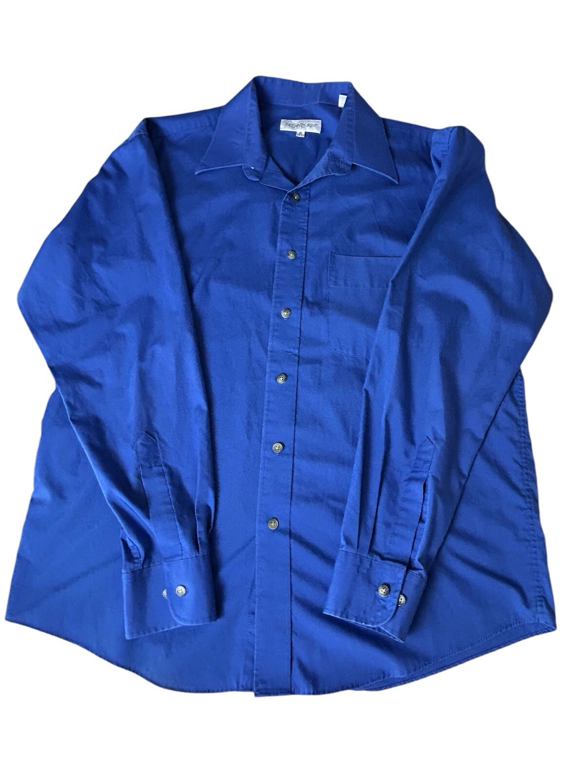Camicia elegante uomo YSL Yves Saint Laurent taglia 16 34 35 blu colletto con bottoni