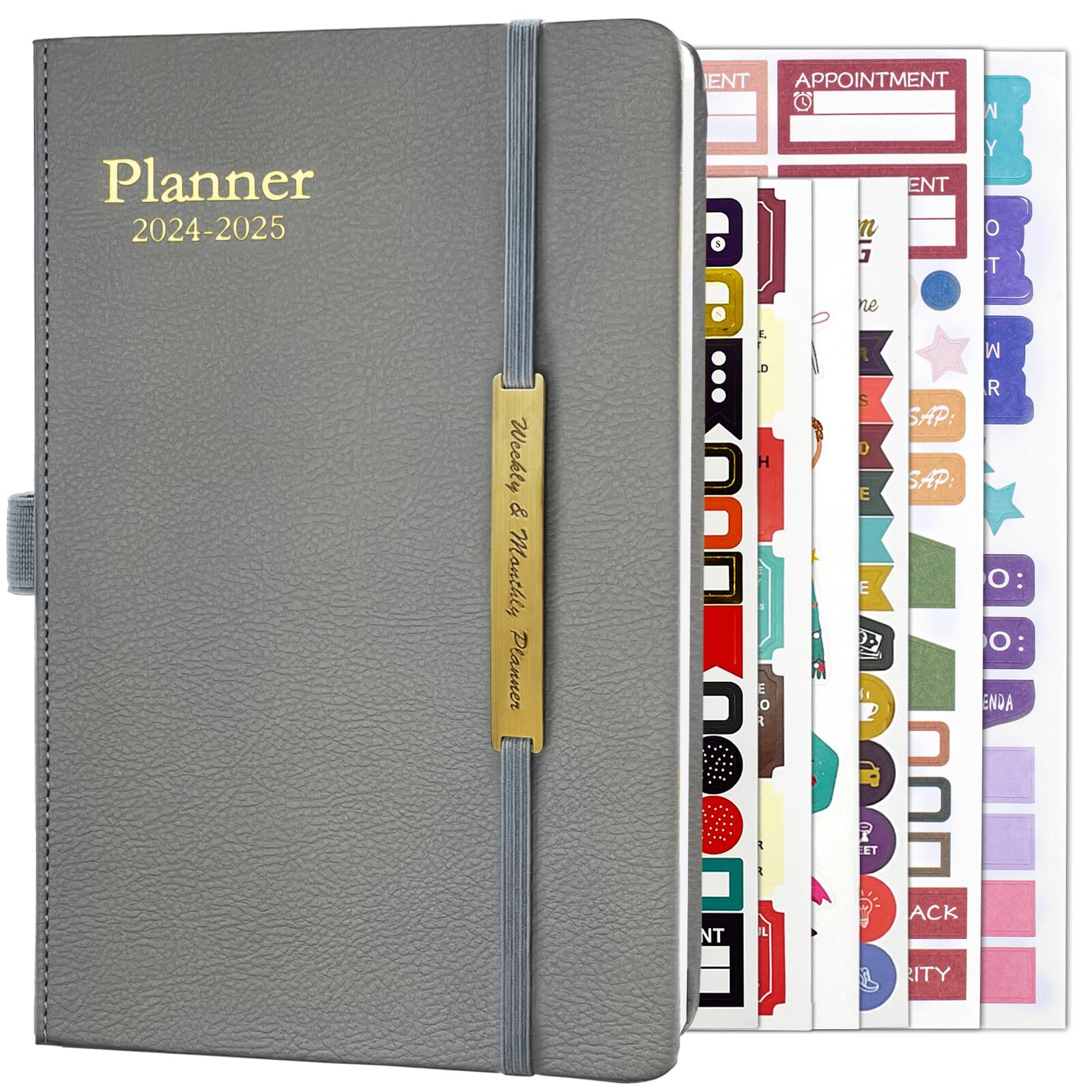 2024-2025 Leather Planner Weekly and Monthly18 Months Calendar book2024 Acade...