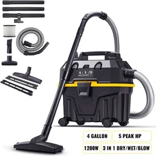 VEVOR 3-in-1 Wet Dry Vacuum Shop Vac 4 Gallon 5 Peak HP Blower Cleaner Portable