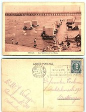 S02-7843, OSTENDE, LES CABINES ET LES BAINS, BELGIUM 1927 POSTMARKED, POSTCARD