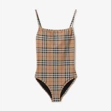 Burberry Check Swimsuit in Archive Beige Size S