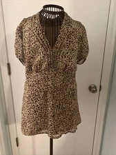 notations xl leopard pattern short sleeve blouse