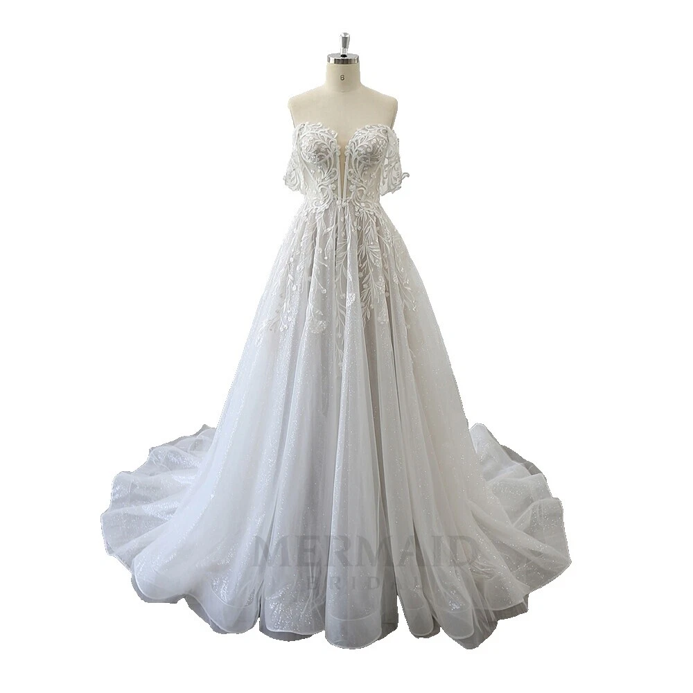 Vestidos de novia de tul encaje manga corta