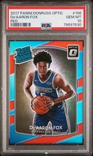 PSA 10 2017-18 Donruss Optic De'Aaron Fox Red Prizm Rookie RC #196 /99