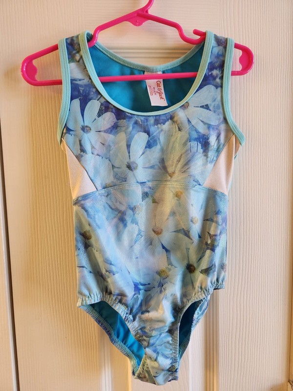 Cat and Jack Girls Blue Floral Gymnastics/Dance Leotard Size XS 4/5