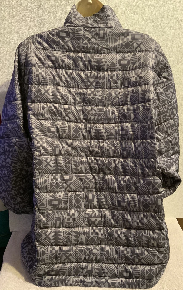 Mens Gray Warm Sz Med Packable Jacket Xersion Geometric Pattern New - Image 2 of 2