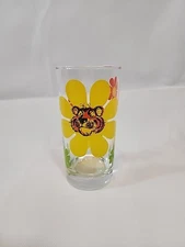 Vintage Late 60s Esso Tiger Flower Power Service Station Giveaway Glass Gas Oil