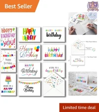Bulk Happy Birthday Cards 5x7 Inch Thick Cardstock, Assorted Designs for Office