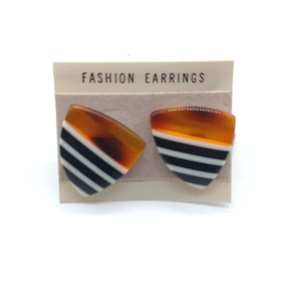 Vintage Made in Taiwan R.O.C. Triangle Shape Lucite? Pierced Earrings
