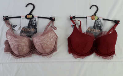 M&S Rosie Womens 2pcs Underwired Lace Balcony Bras Red Pink Size 32D NEW