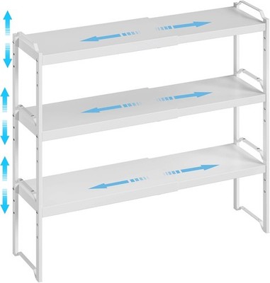 3 Pack Kitchen Cabinet Organizer Shelf, Stackable Expandable Shelves Organizers 