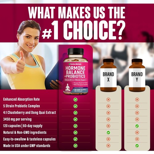 Equilibrio Ormonale + Probiotici per Donna - Menopausa Naturale, Gestione del Peso... - Foto 4 di 8