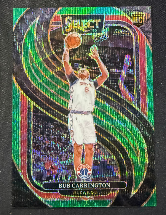 Bub Carrington 2024-25 Panini Select 09/50 Green Wave Premier Level RC #197