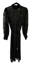 Farm Rio Black Tie Waist Lace Midi Dress NO Slip Boho Romantic Edwardian NWT Med