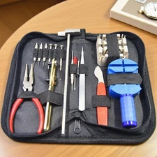 16Pc Watch Repair Tool Kit with Zipper Bag Maintenance Screwdrivers Tweezers