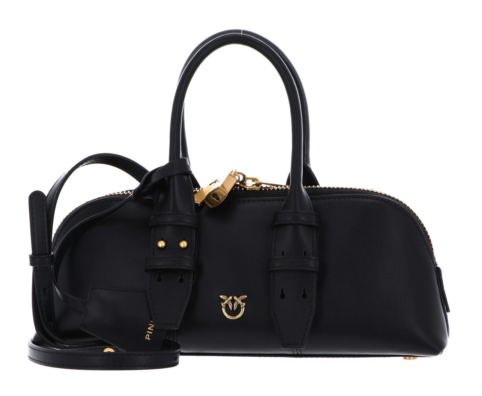 PINKO Bowling Bag Horizontal Vitello Black - Antique Gold