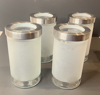 IKEA Droppar Canisters Lot Of 4 Discontinued Frosted Glass Jars 7x4