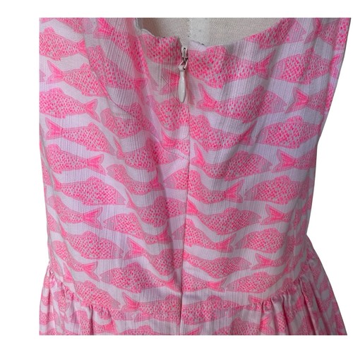 Vestido para mujer Vineyard Vines forrado rosa neón plisado pez talla 10 100 % algodón - Imagen 5 de 11