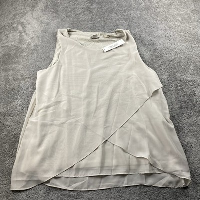 Chico s Women s Draped Wrap Top Womens 2 Beige Cream Sleeveless NWT