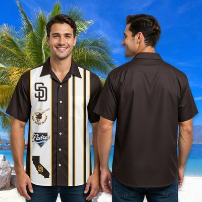 Brown Gold Baseball Hawaiian Shirt Classic Color Contrast Aloha Style