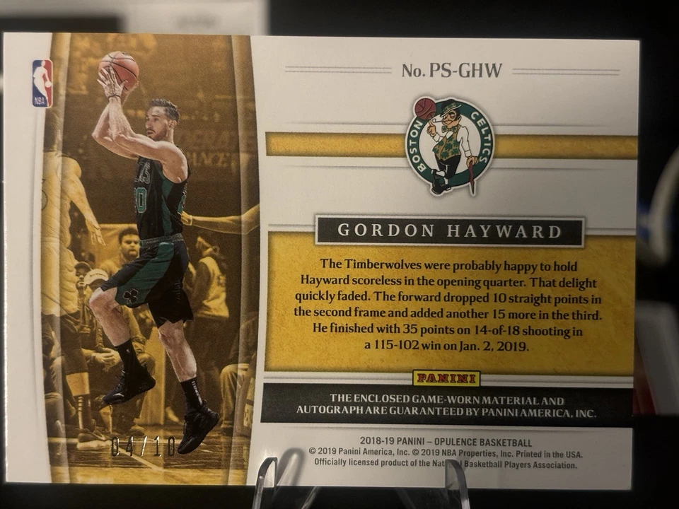 18-19 Panini Opulence Драгоценные Образцы Подписи /10 Гордон Хейворд #PS-GHW Авто - Изображение 4 из 4