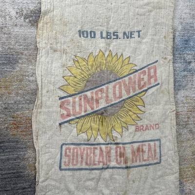 Vintage Sunflower Brand Soybean Oil Meal Feed Sack Kansas Farm Advertising 