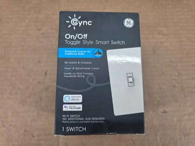 GE Cync On/Off Toggle Style Smart Light Switch Pairs with Alexa Google Voice