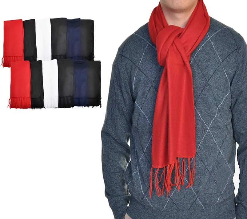 Long Polar Fleece Warm Mid Weight Cozy Muffler Scarf With Fringe 12 Pack