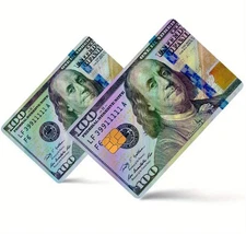HOLOGRAPHIC LASER USA Hundred $100 Dollar Bill Card Skin Cover Sticker Set 228