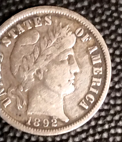 1892 Barber, Liberty Head Dime 90% Silver- Exact Coin Pictured F-Vf