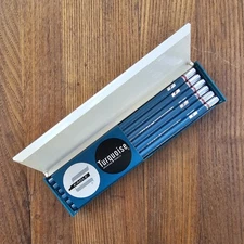 Vintage Nos Plastic Box Eagle Turquoise Drawing Pencils 12 Lot Made In USA NEW