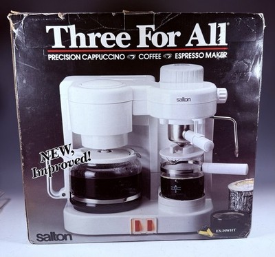 Salton EX-20WHT Three For All Coffee Espresso Cappuccino Maker  Vintage Rare NIB