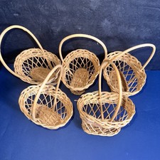 5 Vintage Mini Wicker Rustic Baskets Open Lattice Design Boho Cottage Hong Kong