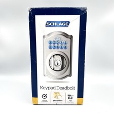 Schlage Smart Lock Keypad Deadbolt BE365VCAM619 Camelot Satin Nickel Silver New