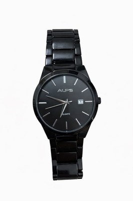 ALPS Herren Armbanduhr   Edelstahl   Schwarz   Quarz   Datumsanzeige