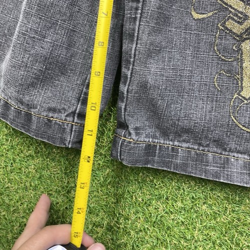 Southpole Jean Shorts Boys 20 28x12 Black Denim Y2K Spellout 2000s Baggy 90s - Picture 8 of 11