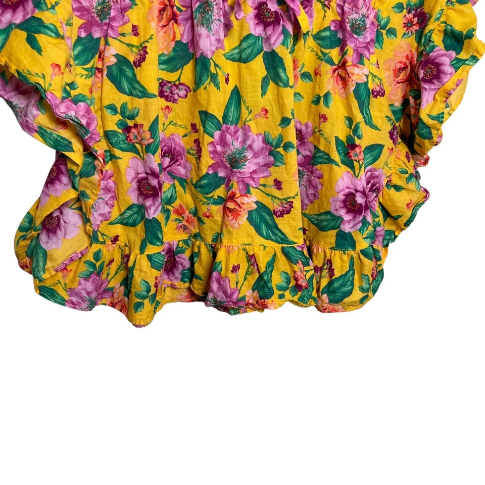 Janie & Jack Niña 7 Natación Encubrimiento Amarillo Floral Volantes Corbata Boho Resort Colorido Foto 3 de 4