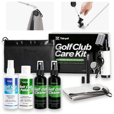 Pro Golf Club Care Kit Cleaner, Polish, Brush, Groove Sharpener, Grip black