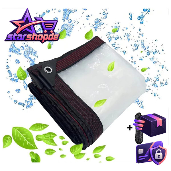 Abdeckplane Wasserdicht Transparent 2X1M FüR GartenmöBel Zelt Regenschutz-image
