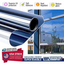 Blue One Way Privacy Film, Window Tint for Home, Mirror Vinyl Roll Heat Control