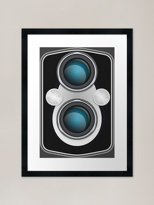 Vintage Kamera mit zwei Objektiven Rahmen gerahmt Wandbild Poster Leinwanddruck Bild
