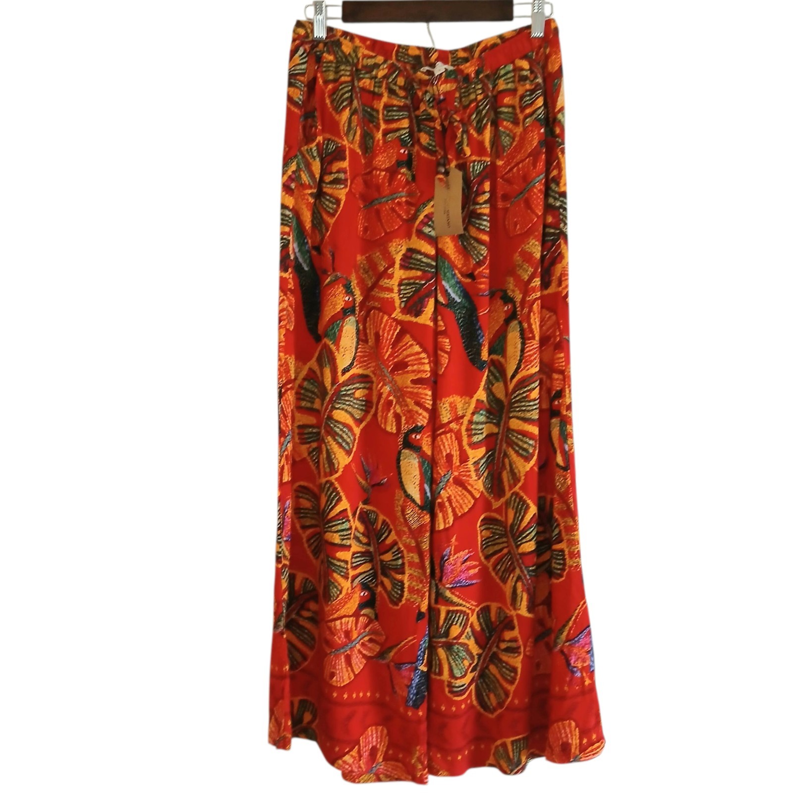 NEW Christian Siriano Wide Leg Pants Women’s  Small Red Bird Of Paradise Pull On