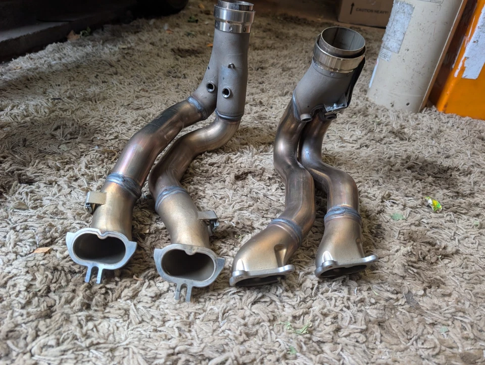 Ducati Panigale V4 Exhaust Manifold Downpipes Headers OEM & Heat Shields 2022 #W - Image 3 of 4