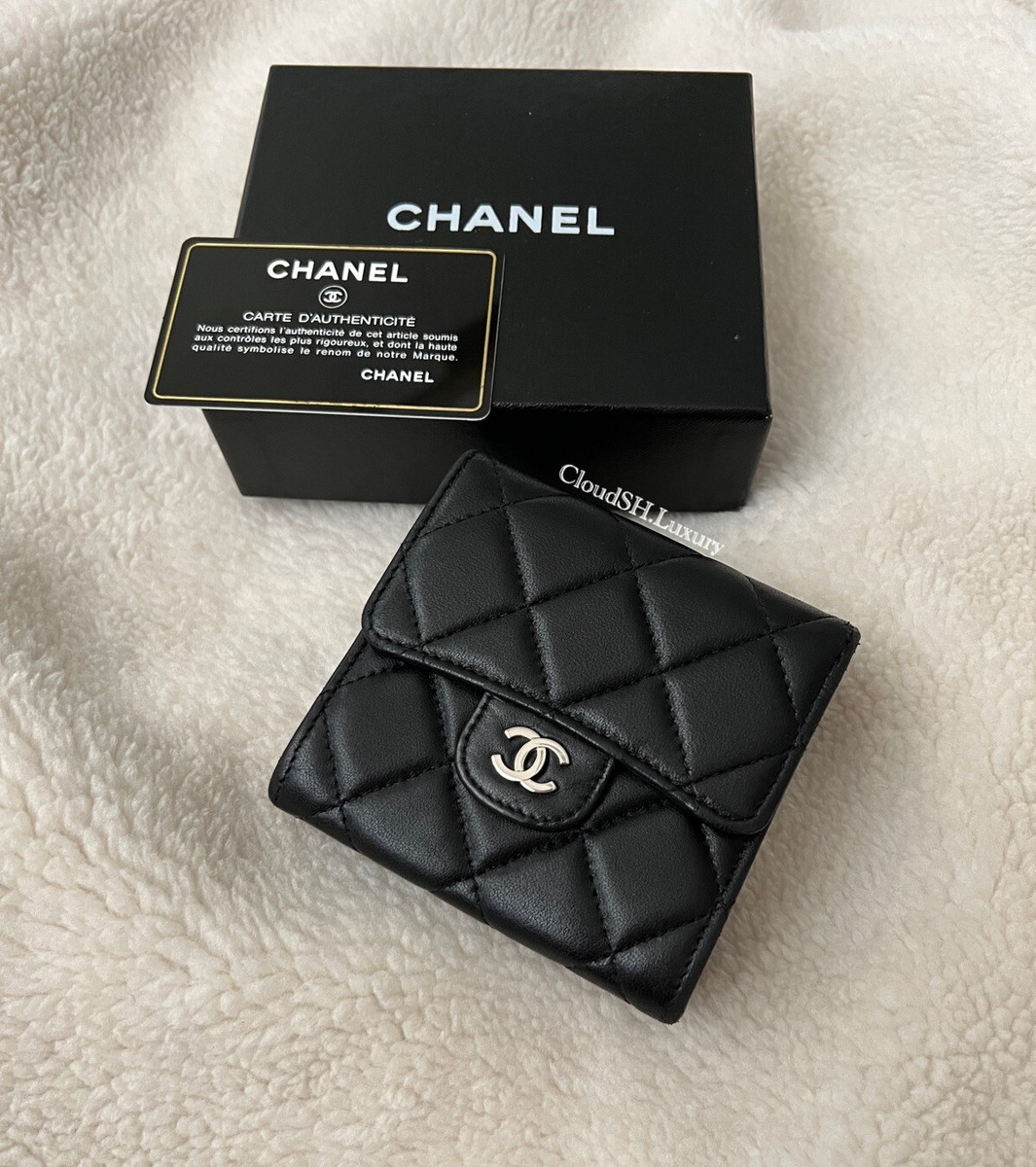 Auth Chanel Classic Quilted Twin Face Flap Compact Wallet - Rare