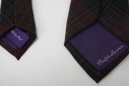 Ralph Lauren Purple Label RLPL Mulberry Silk Plaid Wine Made by Hand Tie NWT - Picture 5 of 7