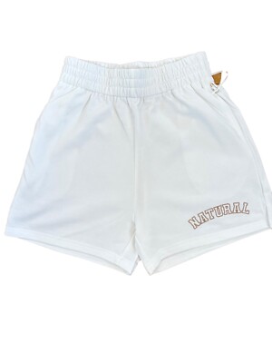 Bailey Rose Natural White Logo Shorts Women s Elastic Waist Pockets Size Medium