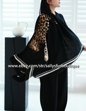 Sallys 70 Cashmere 30 Silk Wrap Scarf Leopard Print Double Face Shawl 53"