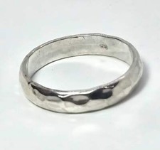 Artisan hammered sterling silver stacker ring simple minimalist band size 8.75