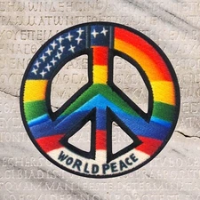 Peace Sign Patch Iron-on Applique World Peace, Rainbow, Hippie Badge, Flower